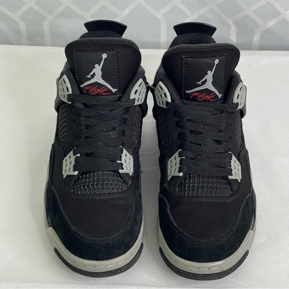 Jordan 4 Retro Black Canvas Light Steel Grey Size 7Y